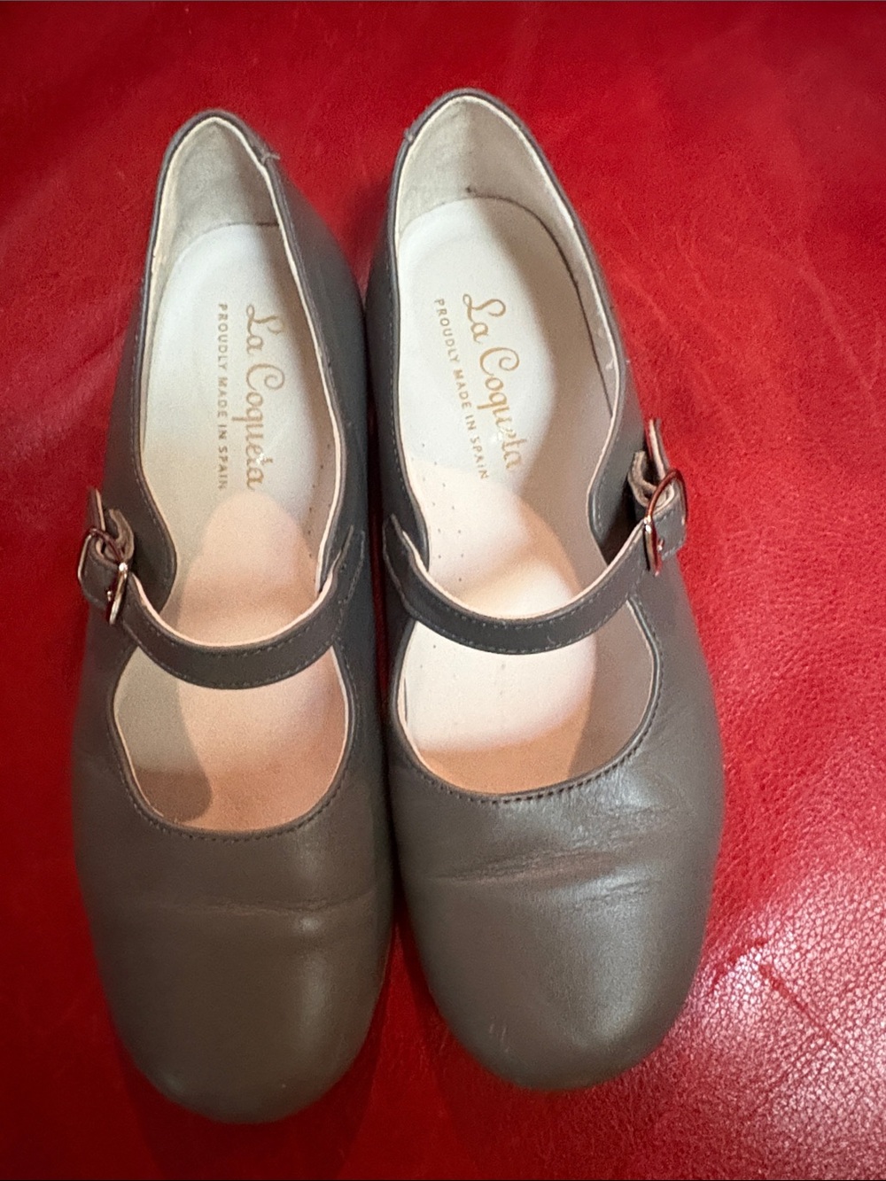 La Coqueta MaryJane leather Gray shoes sz 34